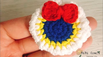 Bài 86 : Hướng dẫn Móc Kẹp Tóc Bạch Tuyết Tròn | BiBi Craft