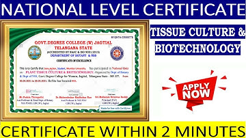 NATIONAL LEVEL QUIZ ON TISSUE CULTURE & BIOTECHNOLOGY | GET FREE CERTIFICATE WITH IN 2 MIN