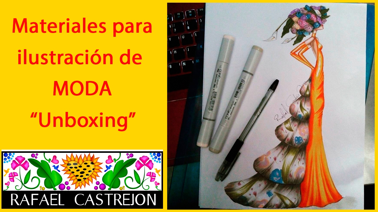 Materiales para ilustración de moda "Unboxing" Rafael Castrejón