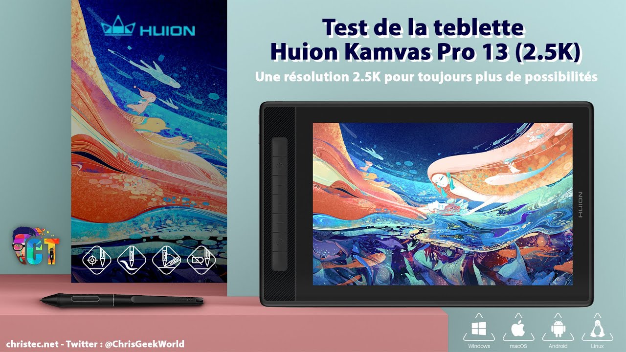 ️TEST de la tablette graphique Huion Kamvas Pro 13 (2,5K) - (Review ...
