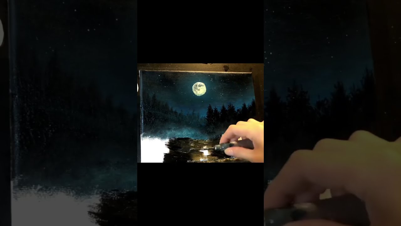 【満月の夜】アクリル画 F3 風景画 絵画 美しい満月の夜】アクリル画 F6 風景画 絵画 動物画 海の絵