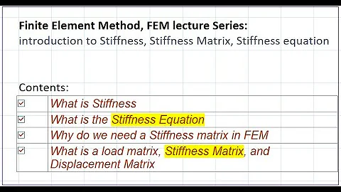 Finite Element Method (FEM/FEA): introduction to Stiffness, Stiffness Matrix, and Stiffness equation