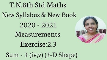 T.N.8th Std maths  Exercise:2.3  Sum -3 (iv,v)  | Measurements|chapter-2 |.
