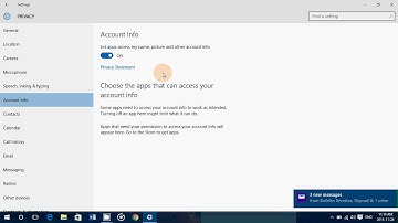 Windows 10 November update privacy settings Account info