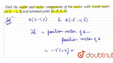 Find the scalar and scalar components of the vector with initial points `A(-3,-1,2)` and terminal