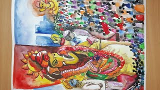Ganesh chaturthi drawing,Ganpati bappa drawing, How to draw Ganesha, ganesh puja water color drawing