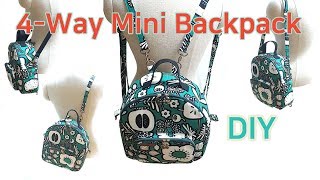DIY 4-Way Mini Backpack/Mini Backpack tutorial/네가지로 사용할수 있는 미니백팩/백팩 만들기/Mini mochila tutorial