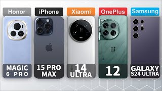 Honor Magic 6 Pro vs iPhone 15 Pro Max vs Xiaomi 14 Ultra vs Oneplus 12 vs Samsung Galaxy S24 Ultra
