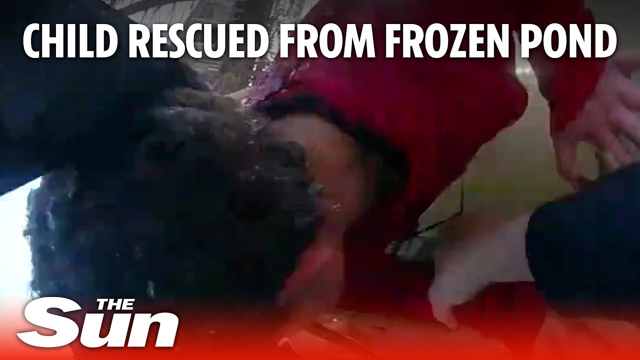 Heroic moment police officer rescues child from frozen pond - YouTube