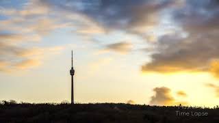 38 Time Lapse TV Tower Stuttgart Sunset Orange Moon | Zeitraffer Fernsehturm Sonnenuntergang Mond 4K