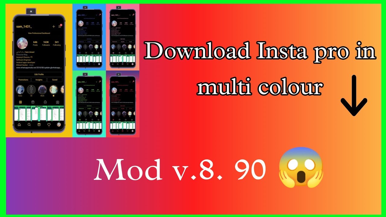 Insta pro latest mod in multi colour | insta pro in multi colour ...