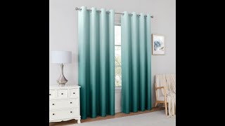 HOMEIDEAS Teal Ombre Blackout Curtains Gradient Room Darkening Thermal Insulated Energy Saving