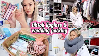 trying the tiktok lipgloss + wedding packing