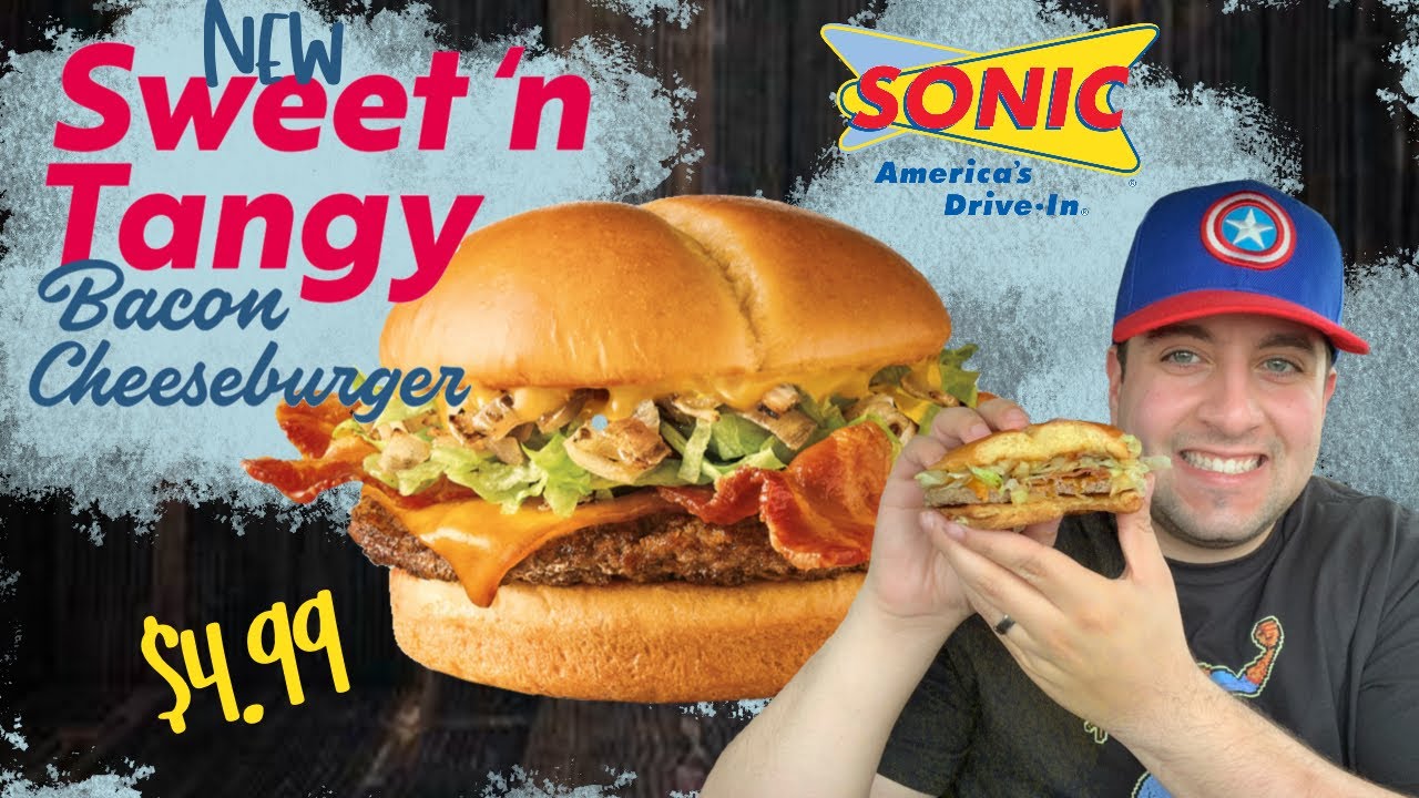 NEW Sonic Sweet and Tangy Bacon Cheeseburger! Food Review! YouTube