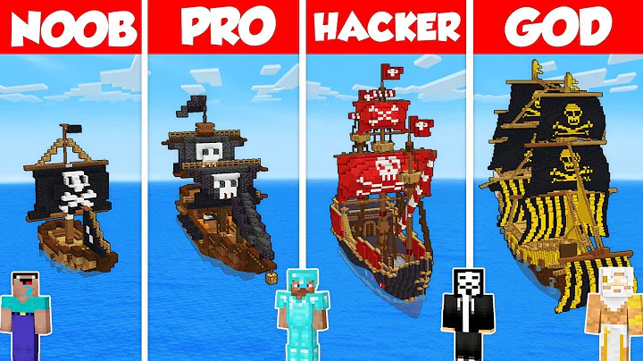 PIRATE SHIP BOAT HOUSE BUILD CHALLENGE - Minecraft Battle: NOOB vs PRO vs HACKER vs GOD / Animation