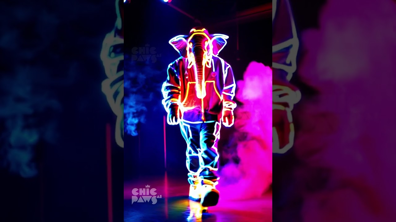 Neon animals fashion show 