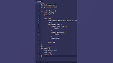 c++ program to print rhombus star pattern using class | PWOS #shorts