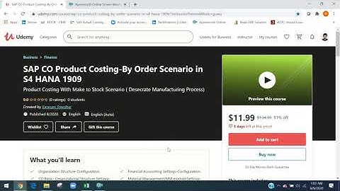 SAP CO Training Product Costing-By Order Scenario in S4 HANA 1909