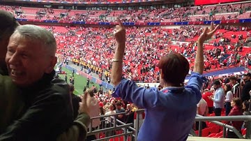 Charlton fans celebrate promotion tho the Red Red Robin