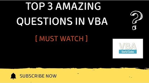 😲 Top 3 Amazing Questions in VBA  [ Must Watch ]. #Excel #VBA and #SQL
