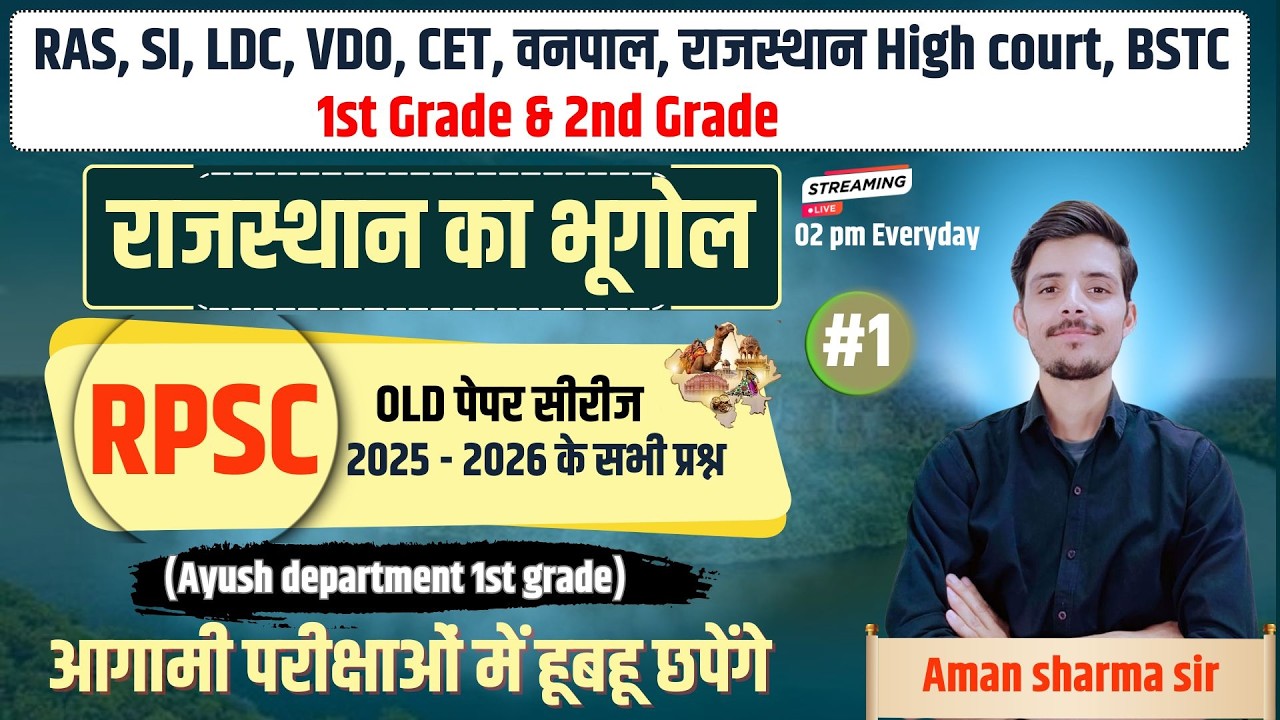 Rajasthan Geography PYQs |Geography PYQs -50 |Most Repeated Rajasthan Geography Questions(2022–2025)