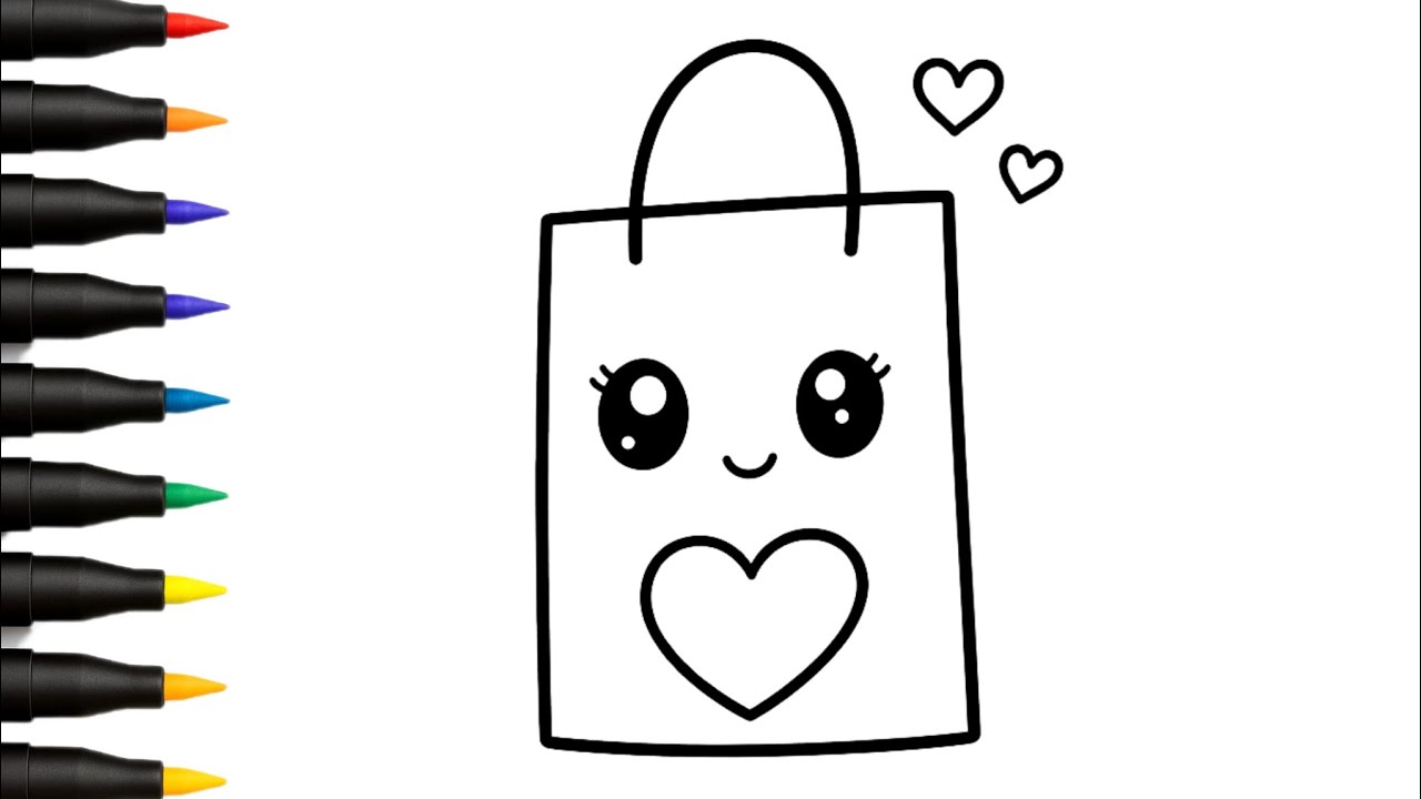 How to Draw Easy Shopping Bag Drawing | Simple Bag Drawing for Kids | Step by Step Tutorial 