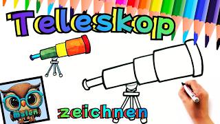 Wie Malt Man Ein Teleskop Fernrohr Einfach Zeichnen Für Kinder