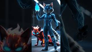 Cyborg Red Cat Vs Humanoid Blue Cat