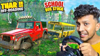 THAR SAVES STUCK SCHOOL BUS IN A RIVER! 🔥 Powerful 4x4 Mahindra Thar | IMPOSSIBLE CHALLENGE