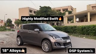 Fully Modified Swift| 18 inch Alloy Wheels| DSP Sound System| Custom Lights