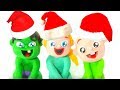 Superhero Babies Open Christmas Presents Play Doh Cartoons w/ Frozen Elsa Hulk Spiderman Stop Motion