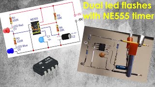 Top Elctronic Project with NE555. Dual led  flasher with NE555 timer.
