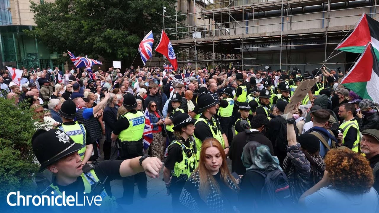 Protests over asylum hotels see hundreds in Newcastle city centre and four arrested