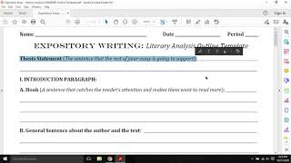 Expository Essay outline overview