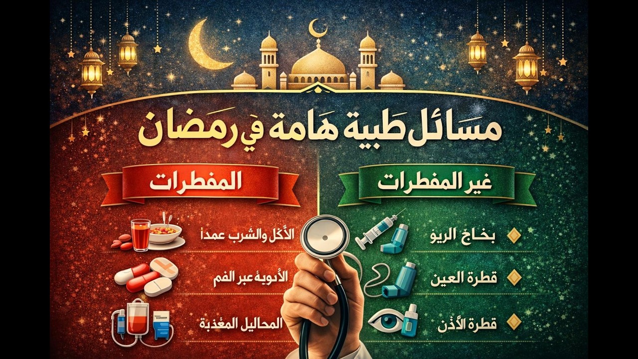 ملخص الأحكام الفقهية لبعض المسائل الطبية الهامة في رمضان - د. محمد أسامة