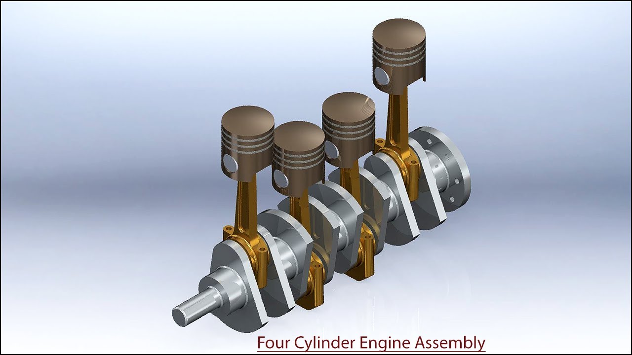 Four Cylinder Engine Assembly SolidWorks Tutorial YouTube