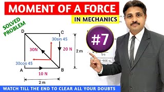MOMENT OF A FORCE ABOUT A POINT IN ENGINEERING MECHANICS SOLVED PROBLEM 7