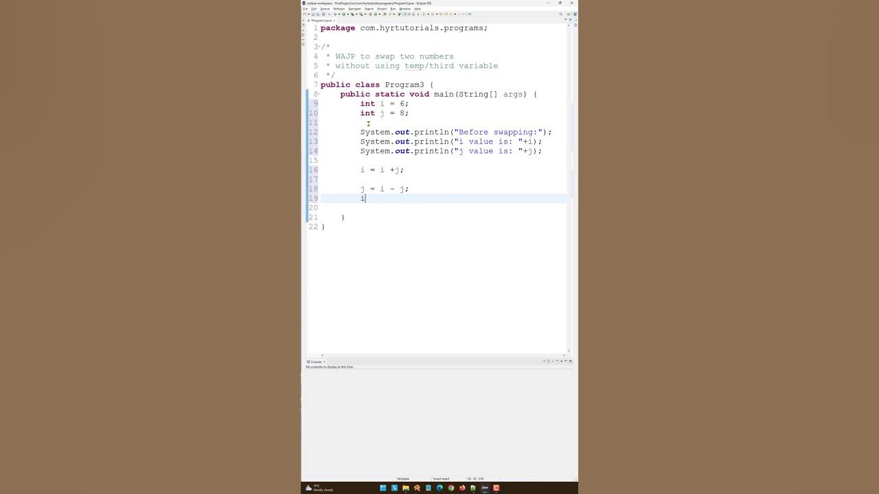 Write a java program to perform Swapping of two numbers without third ...