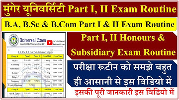 Munger University B.A, B.Sc & B.Com Part 1 & 2 Honours & Subsidiary Exam Routine 2021-24 , 2022-25