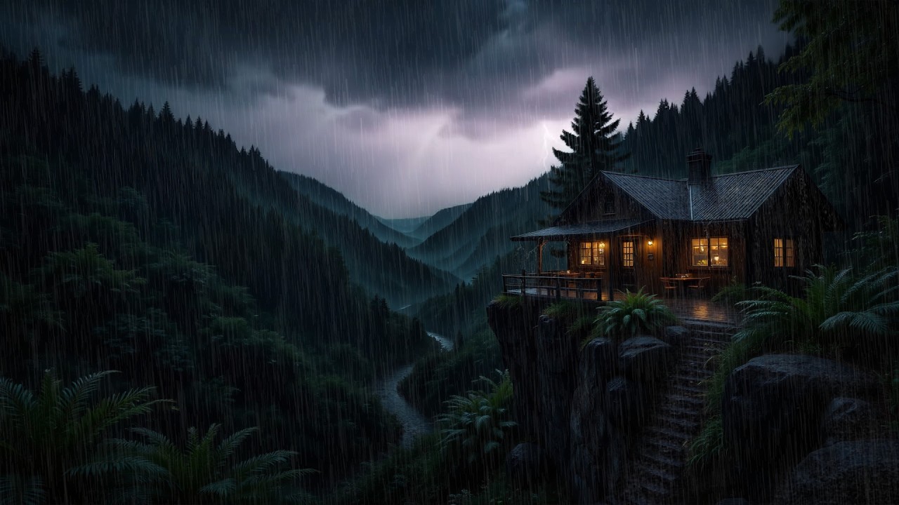 Ночной Дождь В Деревянной Лесной Хижине • Мягкое Свечение Фонаря И Спокойные Звуки Природы