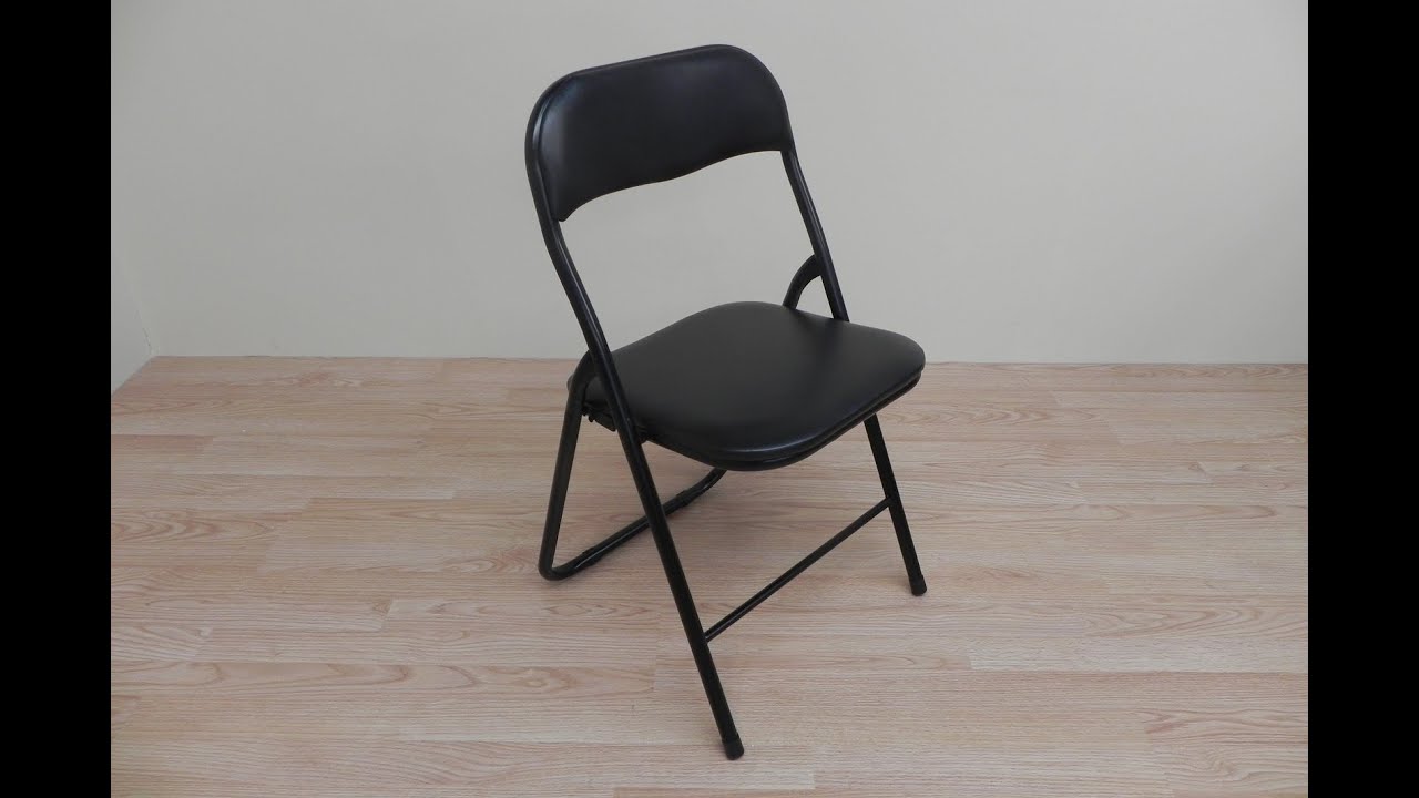 respaldo de fácil almacenamiento 43,5 x 46 x 79,5 cm sillas de escritorio plegables Guilty Gadgets Silla plegable negra con asiento acolchado para recepción 