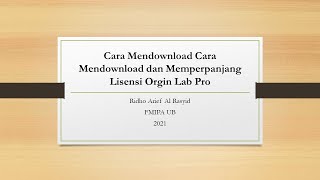 Cara Mendownload Dan Memperpanjang Lisensi Orgin Lab Pro