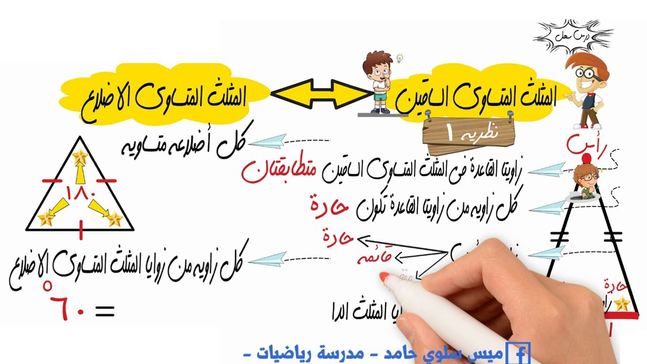 المثلث المتساوي الساقين ونظرياته 🎫 هندسة✨ الصف الثاني الاعدادي⚡️