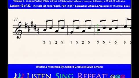 Part 3b. LESSON 12 of 32, The sol#_g# minor scale. EAR TRAINING EXERCISES
