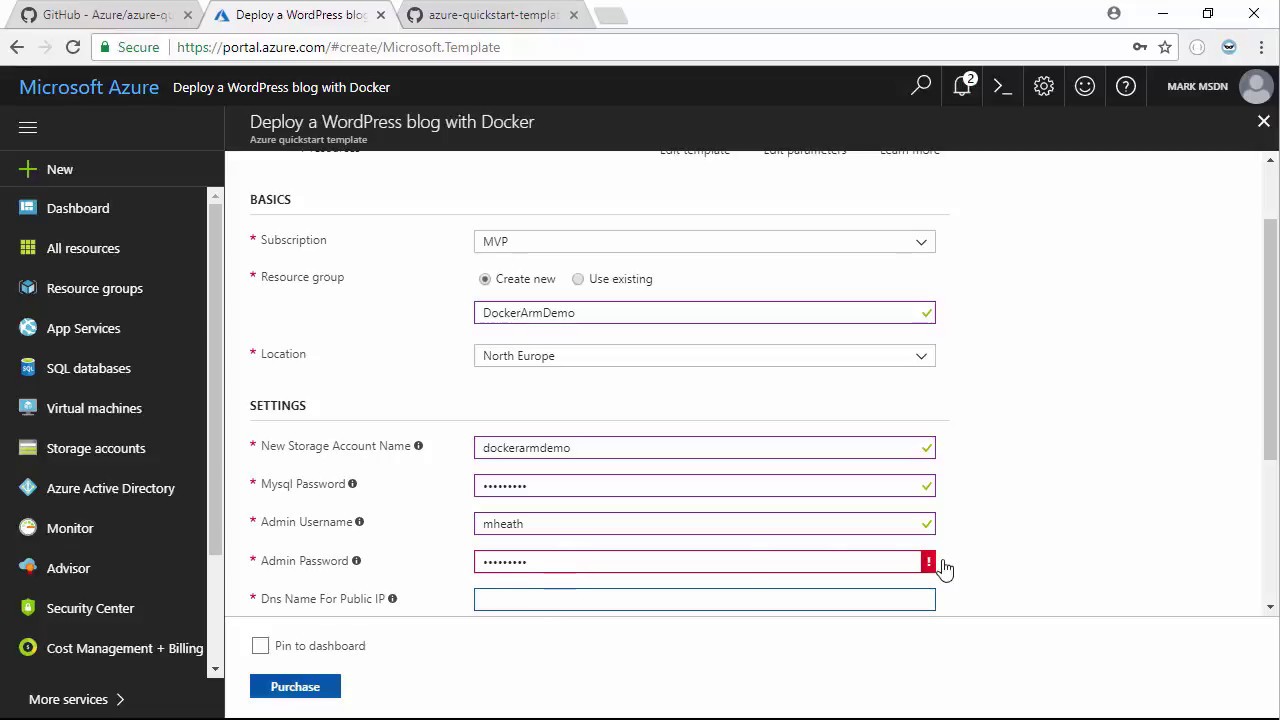 Deploy Wordpress in Azure with ARM and Docker - YouTube