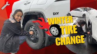 🥶 First Time DIY Winter Tire Change! 🛞