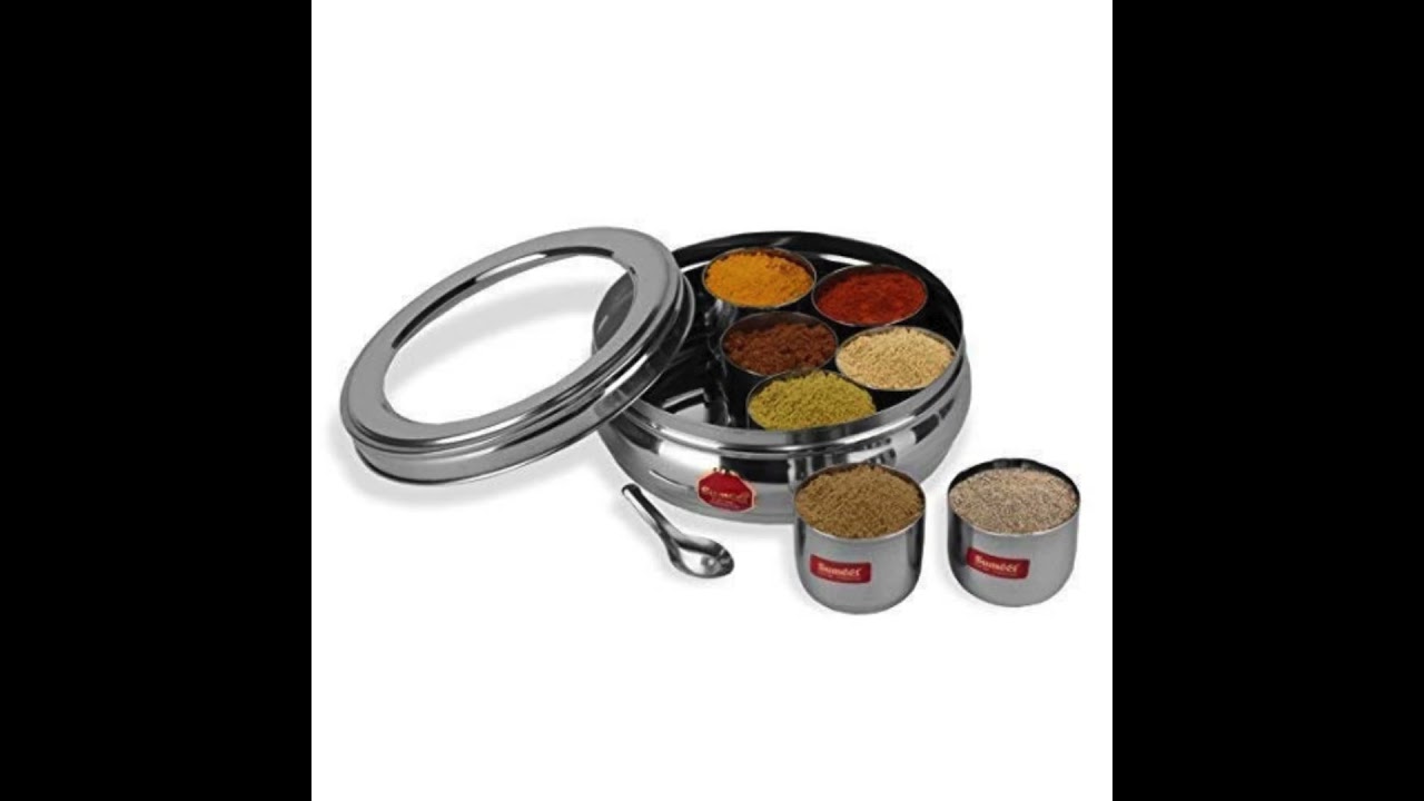 Stainless Steel Belly Shape Masala (Spice) Box/Dabba/Organiser