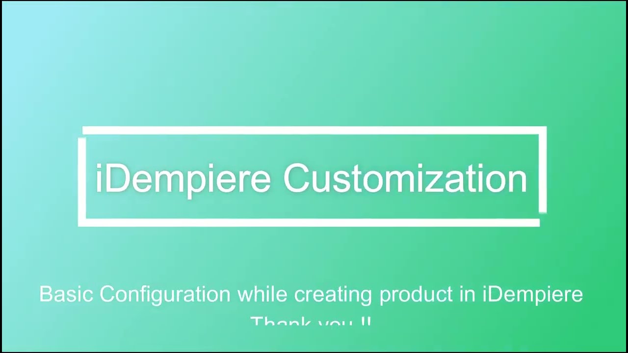Basic configuration while creating product in iDempiere