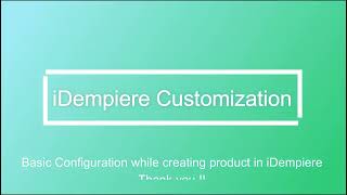 Basic configuration while creating product in iDempiere