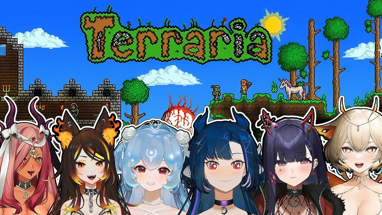 Bao plays Terraria with @AkumaNihmune, @SinderVTuber, @trickywivtuber, @YuzuVtuber, & @viennavtuber